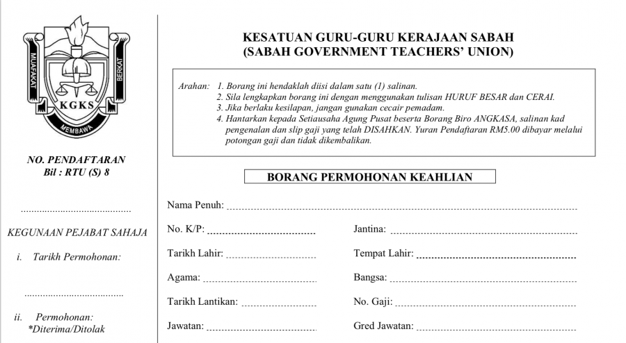 Borang Keahlian KGKS